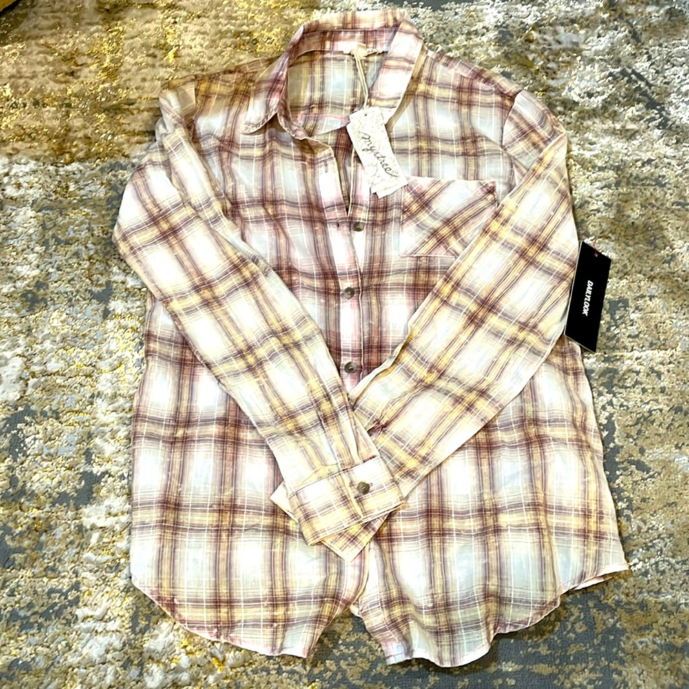 Pink button down soft shirt new with tags